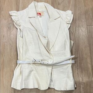 Forever 21 Cream Ruffle Sleeve Blouse